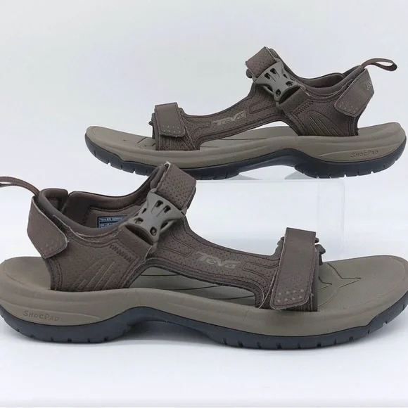 TEVA  Brown size 11 Men's Sandals- Velcro & side clip closure - GUC - Picture 2 of 11